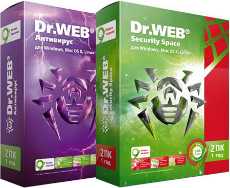 Антивирус Dr.WEB Security Space для Windows, Mac OS и Linux, 1 год + 1 мсц, 2 ПК