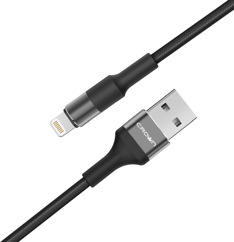 Кабель Crown USB - Lightning CMCU-007L black- gray
